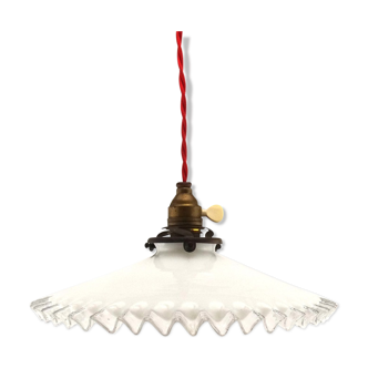 White opaline low suspension long red cord