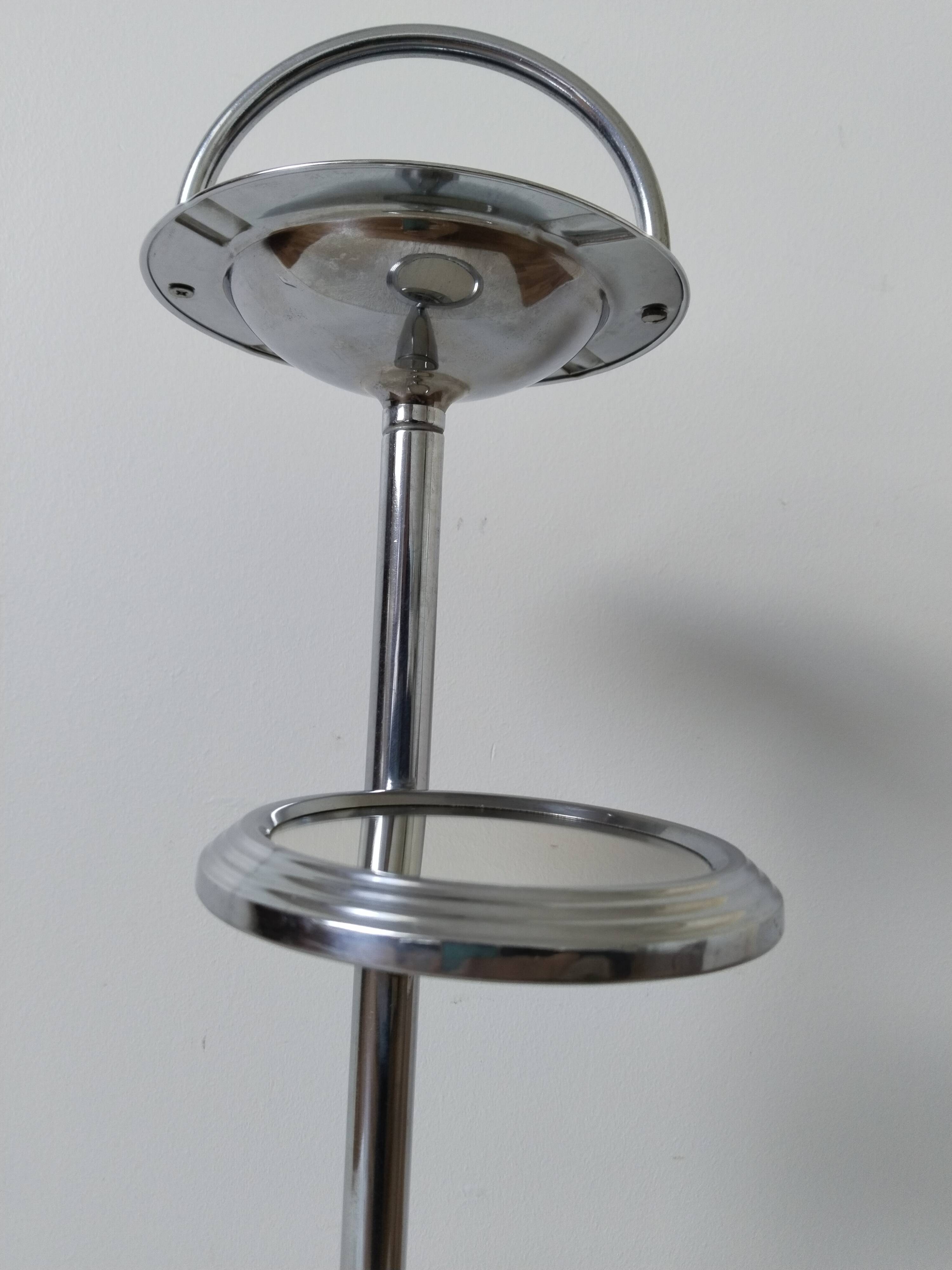 Free-standing ashtray, with mirror shelf