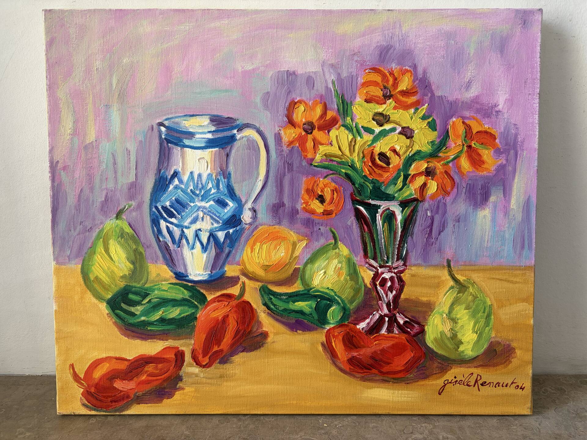 Still life, oil on canvas signed Gisèle Renaut (1930-2020)