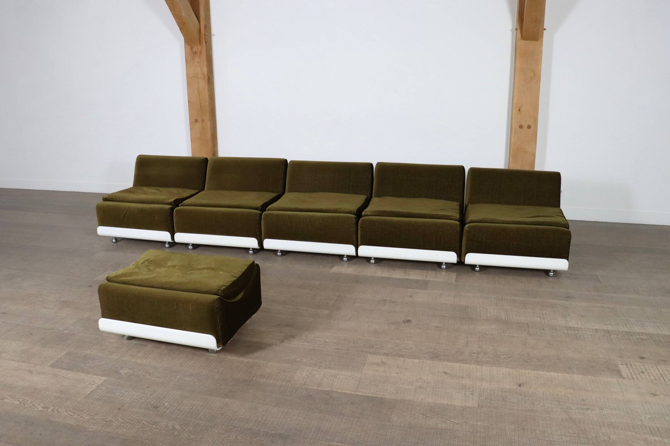 COR Orbis Modular Sofa In olive green Corduroy By Luigi Colani, 1970s