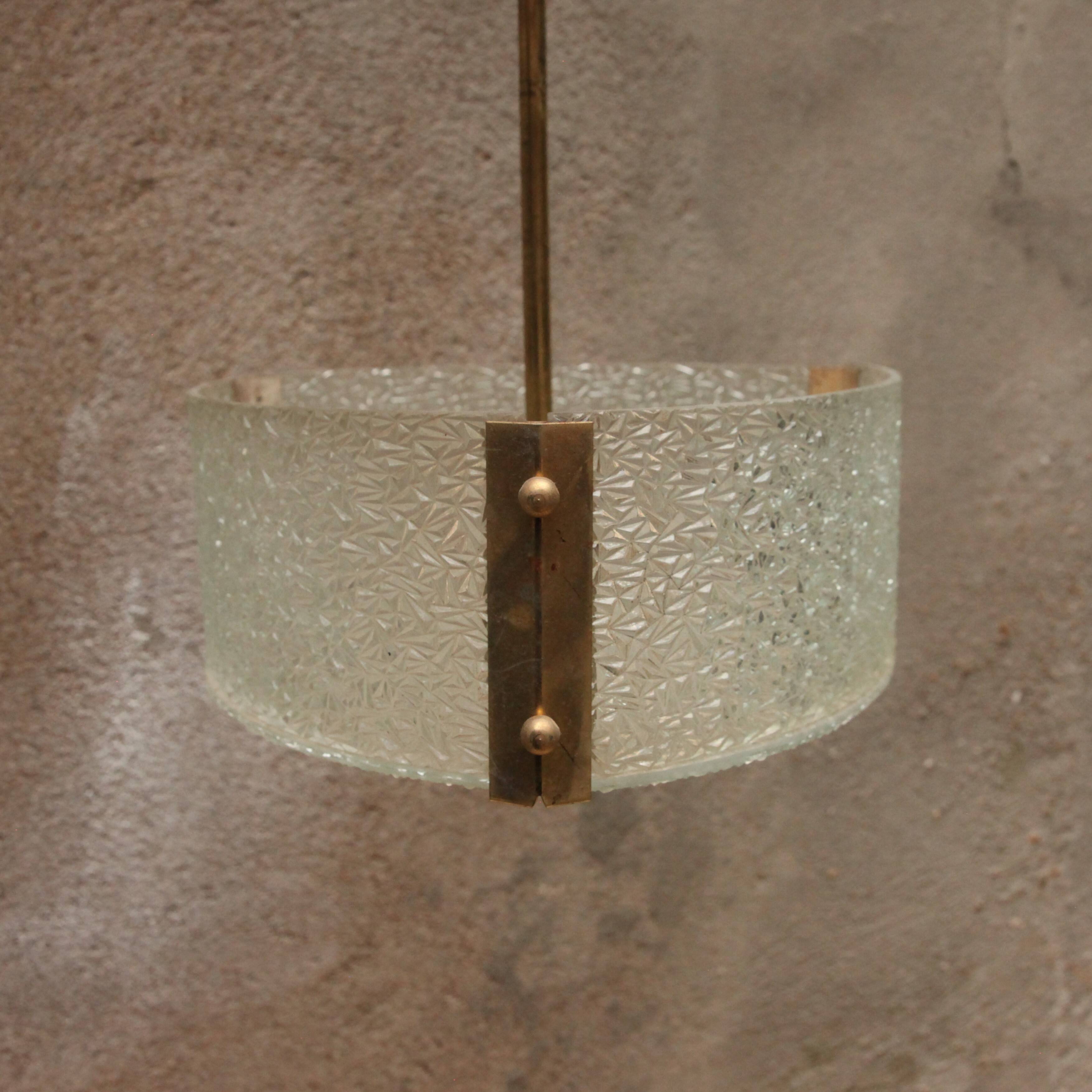 Glass and brass pendant light