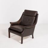 Fauteuil danois en cuir marron, 1960