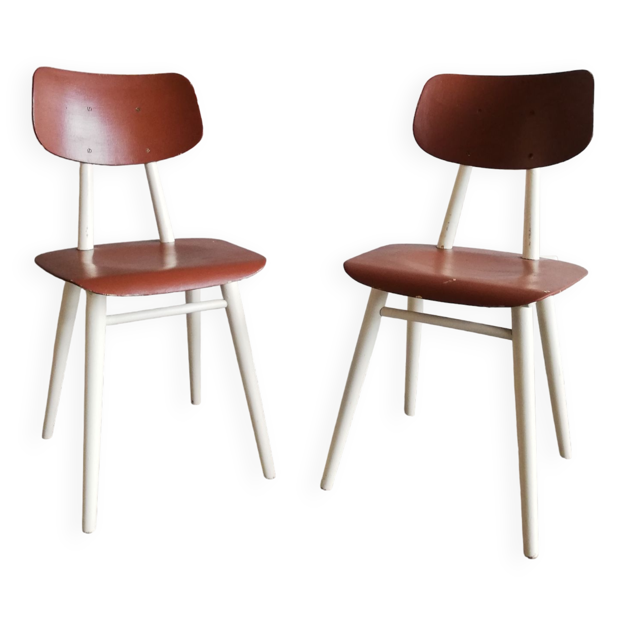 2 vintage Czech wooden chairs, Ton ex Thonet, 1960