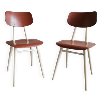 2 vintage Czech wooden chairs, Ton ex Thonet, 1960
