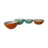 4 green and orange bowls duralex 70s