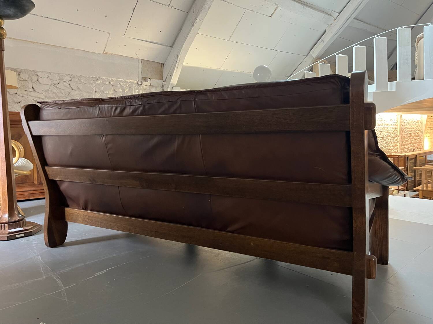 1960s Sofa and 2 Armchairs Set in Wood and Leather