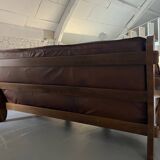 1960s Sofa and 2 Armchairs Set in Wood and Leather