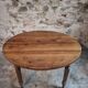Antique drop-leaf table in French walnut – Oval table with folding extensions on both sides, late 19th century.