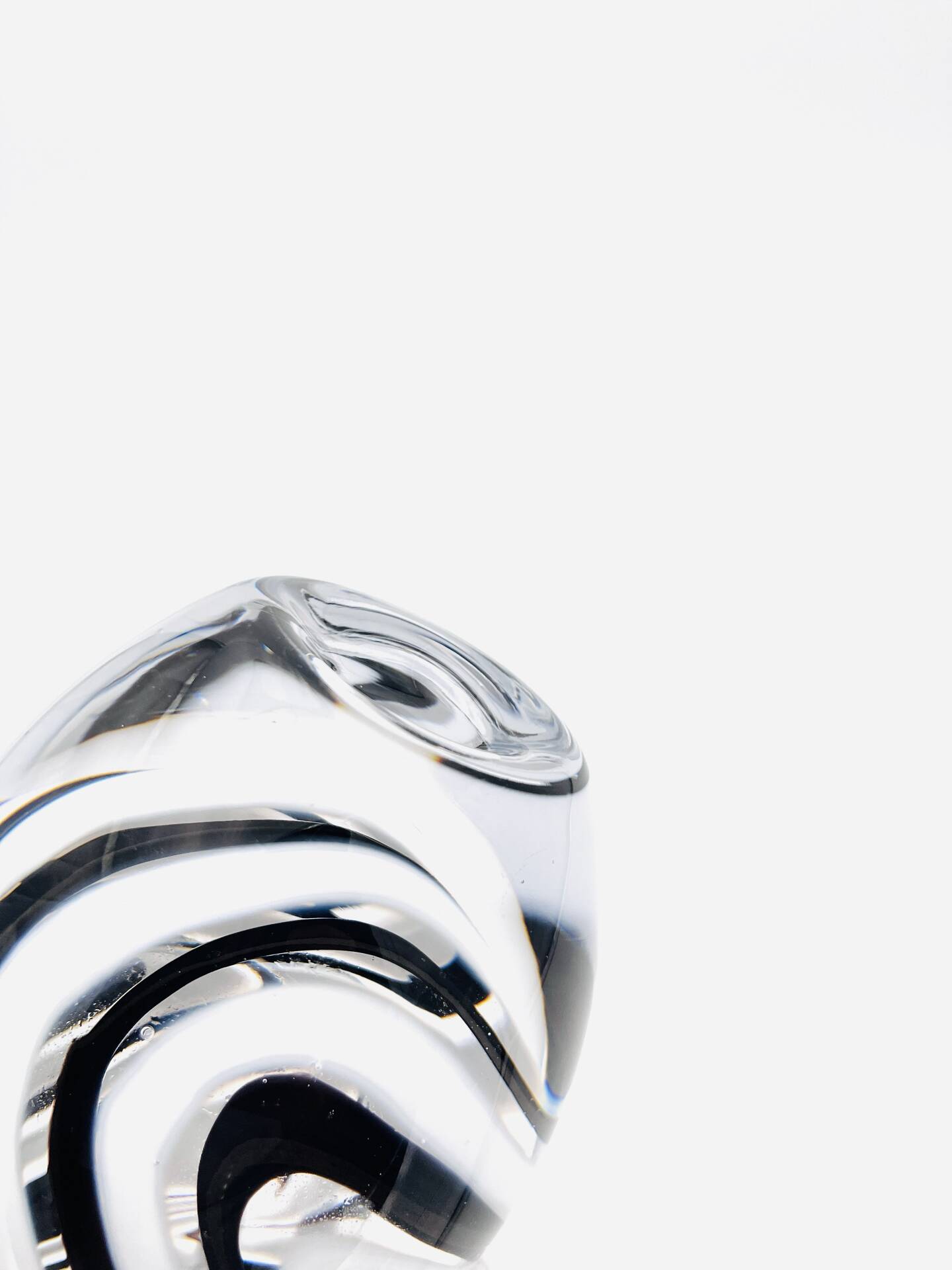 Murano Vase - Sommerso with Stripes - Black & White - 1990