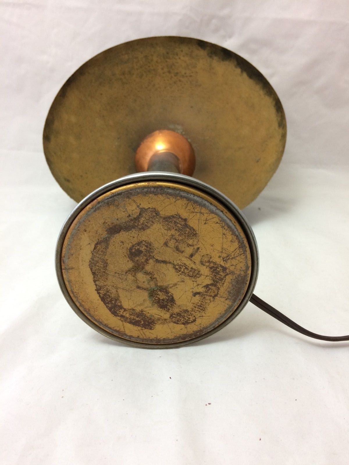 Lampe en chrome 1930 double patine art deco metal doré et cuivre