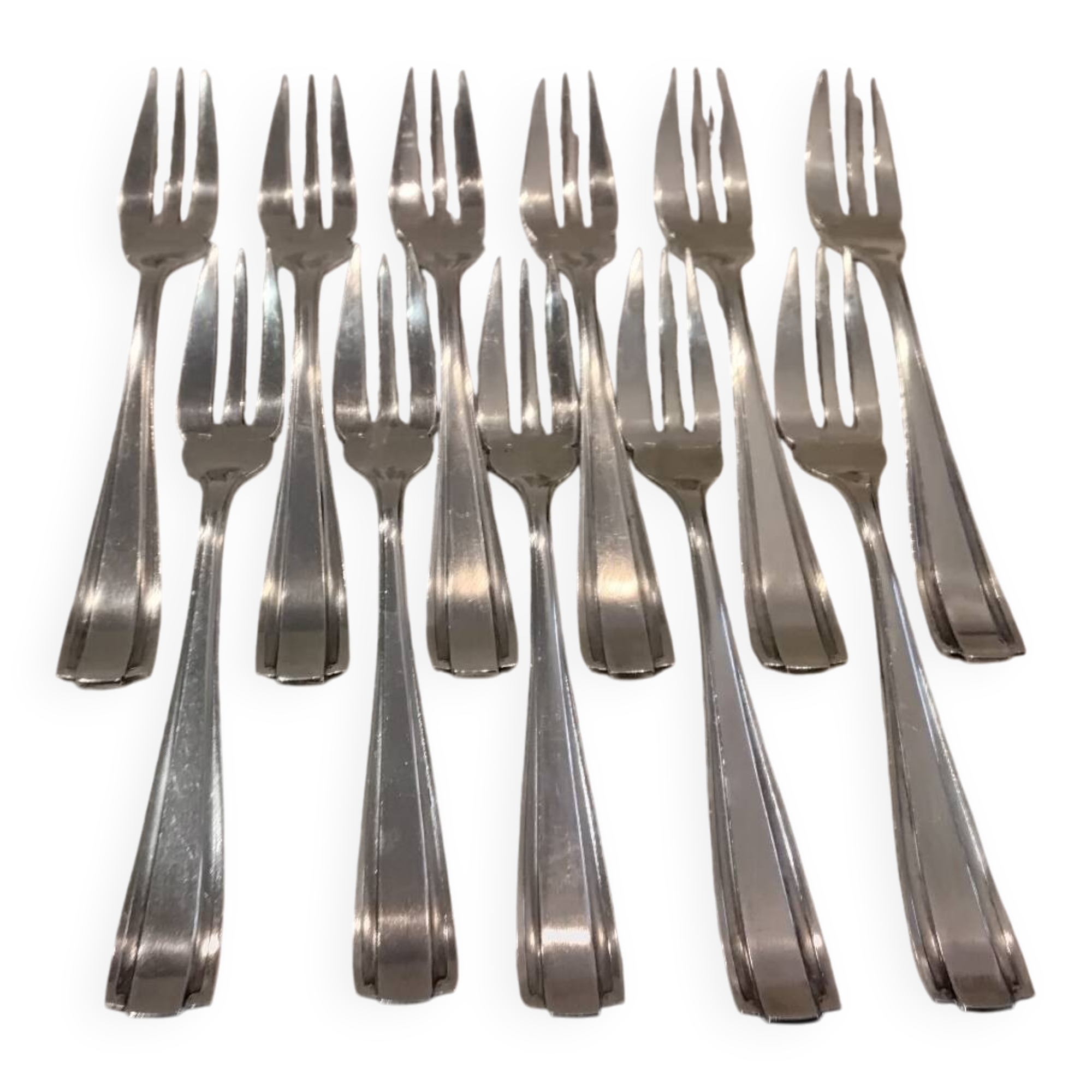 11 silver-plated metal cake forks Boulenger Betty