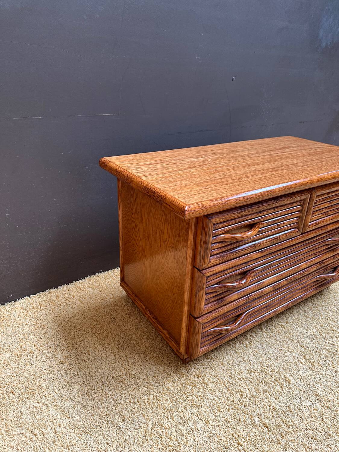 Maugrion bamboo chest of drawers for Roche Bobois