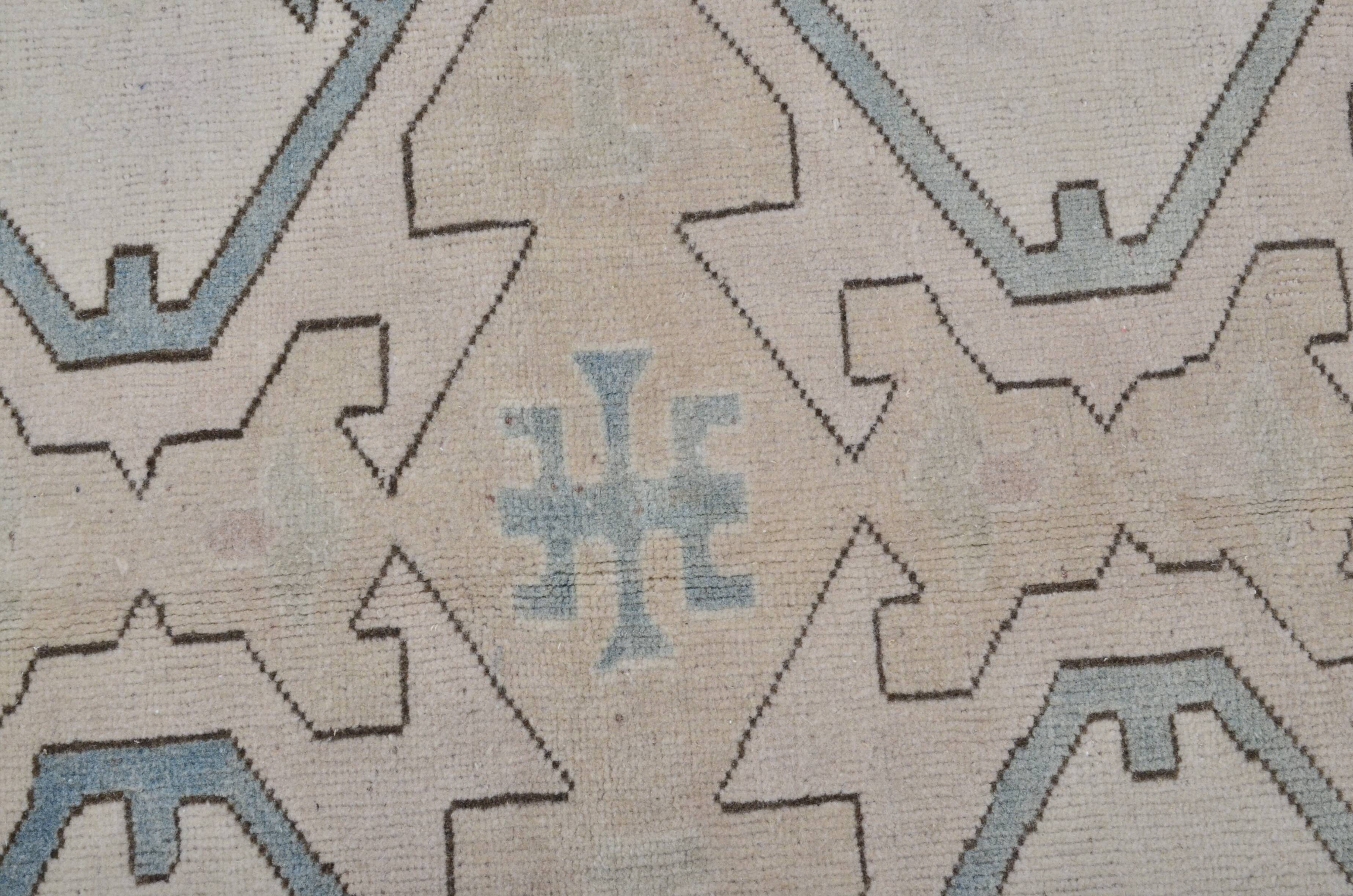 Bohemian hand knotted Oushak rug sku 3484