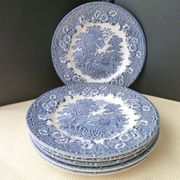 Set of 6 dessert plates in English porcelain
