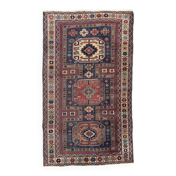 Antique Caucasian rug 215x126 cm Lesghi Star tribal Kazak rug large 2522