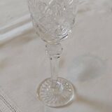 Set of 12 stemmed cut crystal liqueur glasses