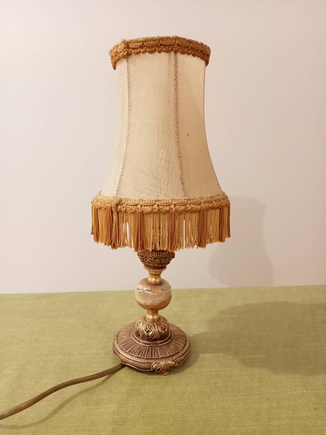 Table lamp in spelter and onyx