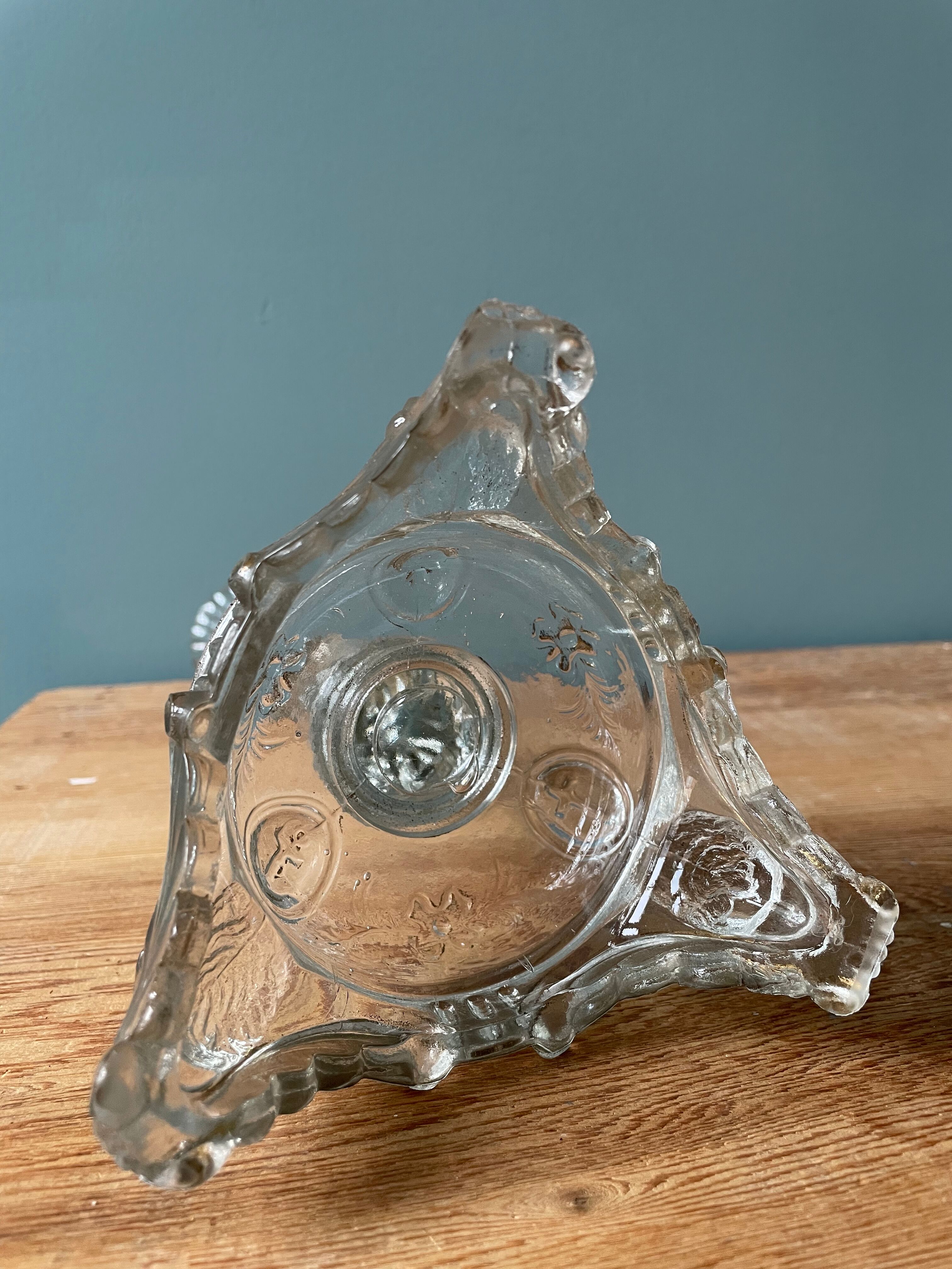 Portieux pressed glass candle holder