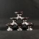 6 stainless steel ice cream cups on a stand, vintage dessert service