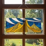 Vitrail paysage – Style Tiffany fait main, panneau décoratif