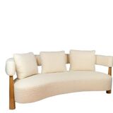 “Bean” shaped 3-seater sofa, in blond beech. Contemporary work