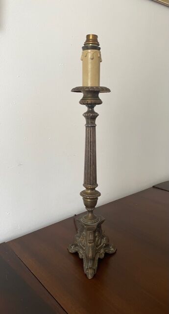 Lamp pique candle bronze silver nineteenth century