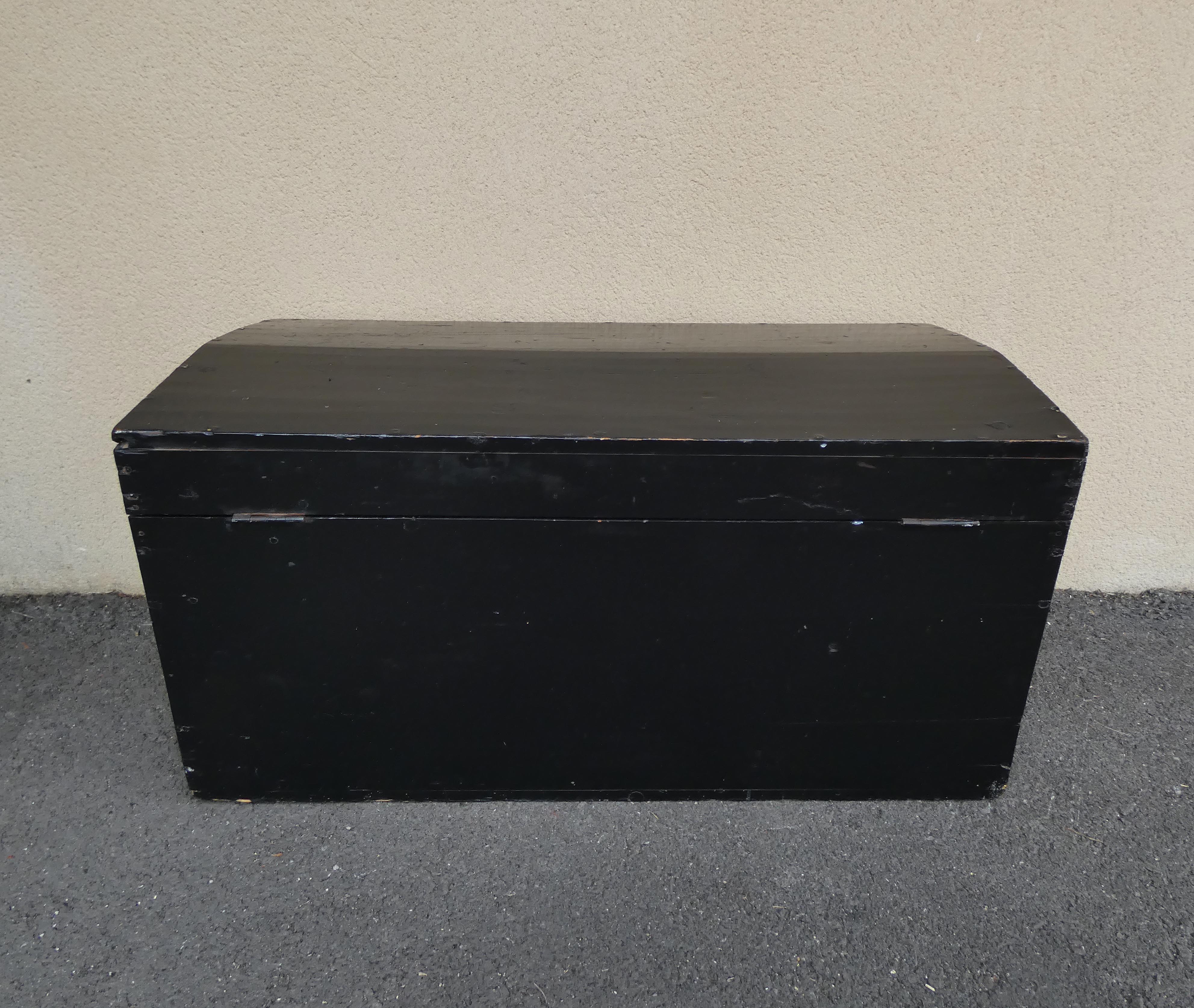 Old blackened wooden chest 19th