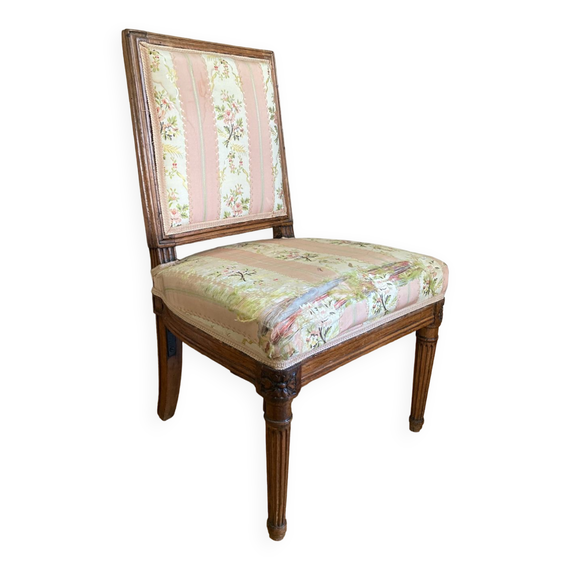 Low chair Louis XVI cherry pegged early nineteenth era