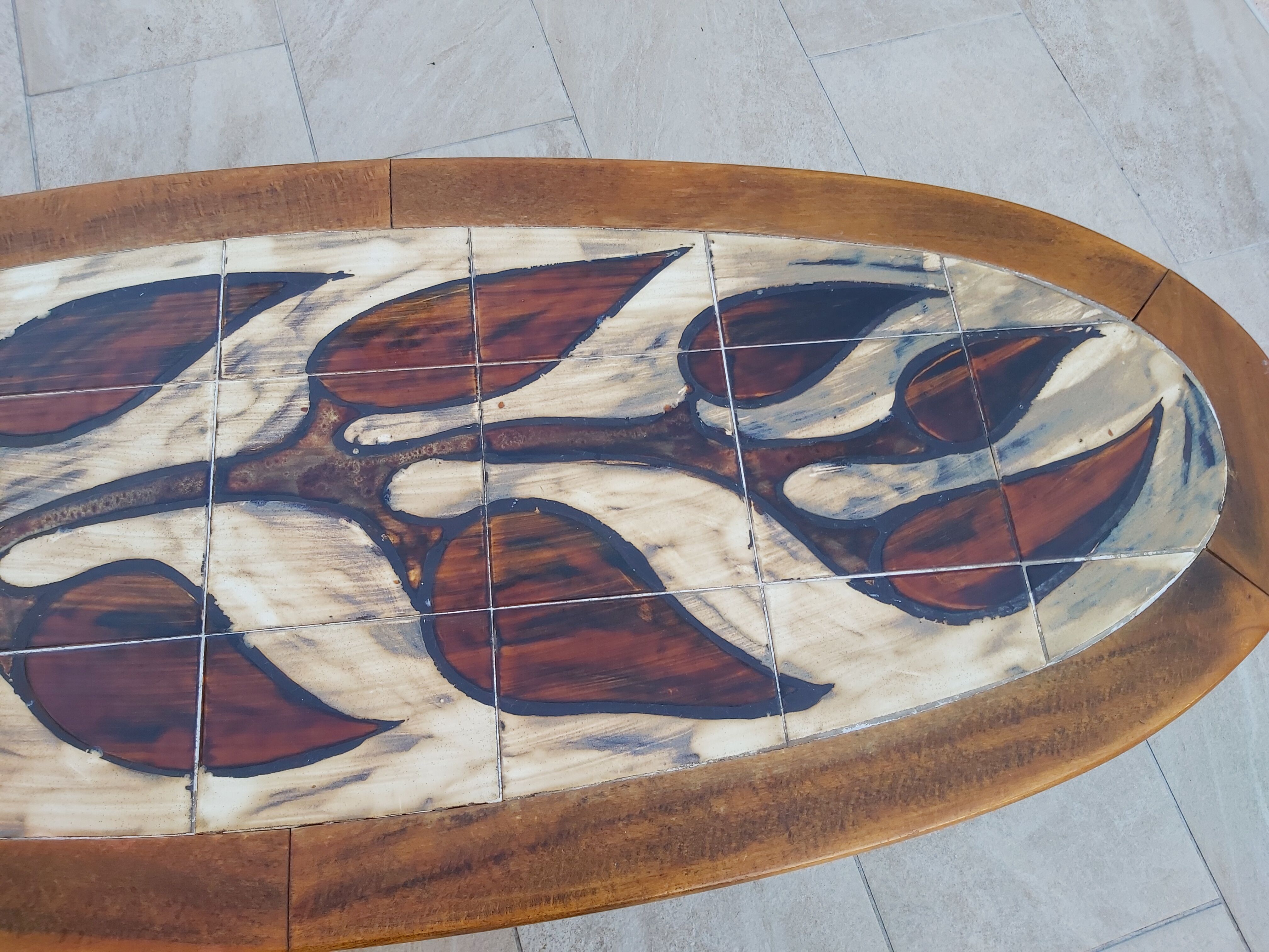 Ceramic oval coffee table signed