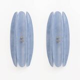 Pair of Fontana Arte Style Mid-century Modern Light Blu Murano Glass Sconce