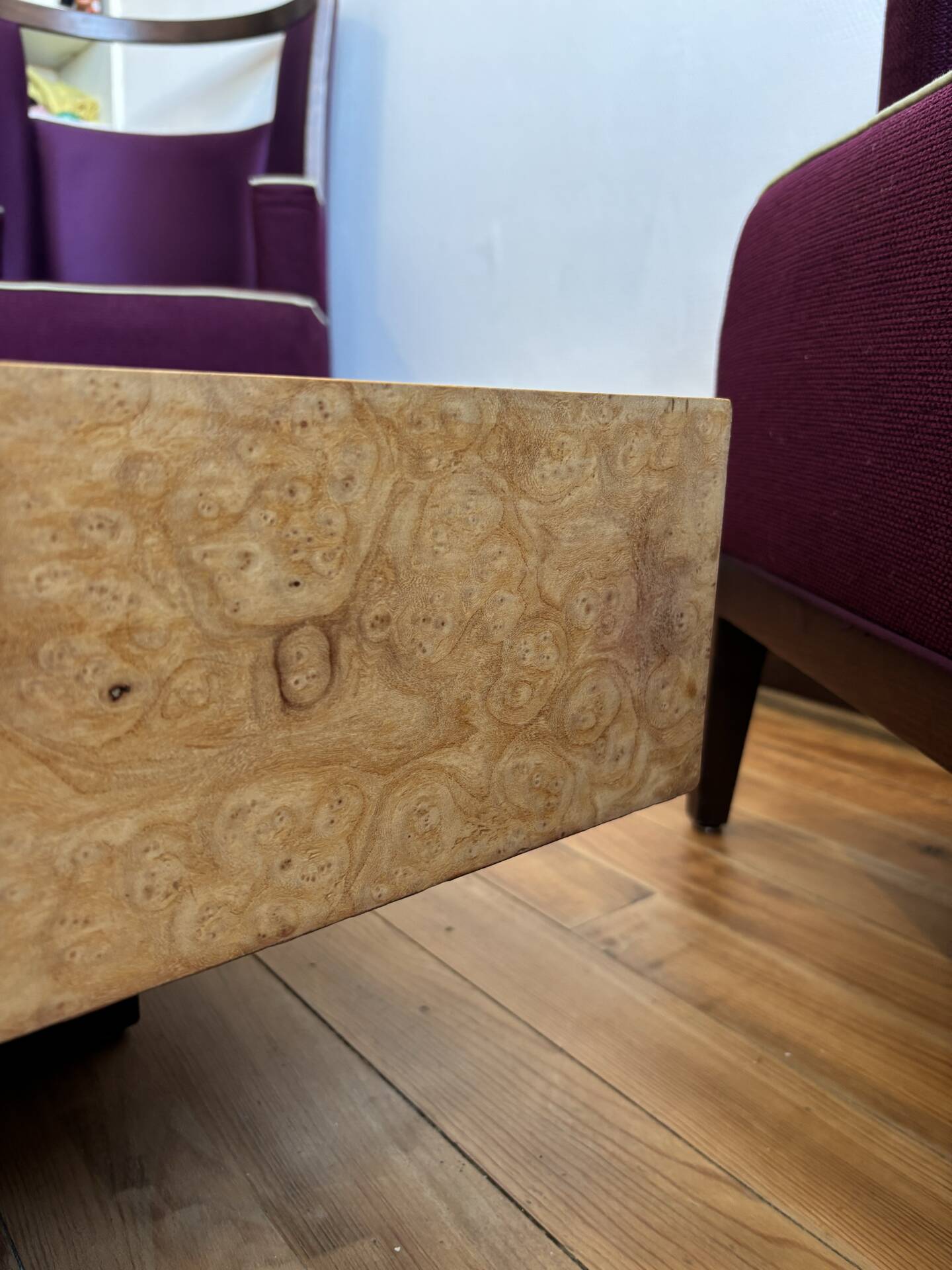 Vintage elm burl coffee table