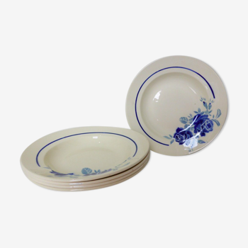 Lot de 5 assiettes plates vintage des établissements Grimaud Strasbourg modèle Poitiers en porcelaine