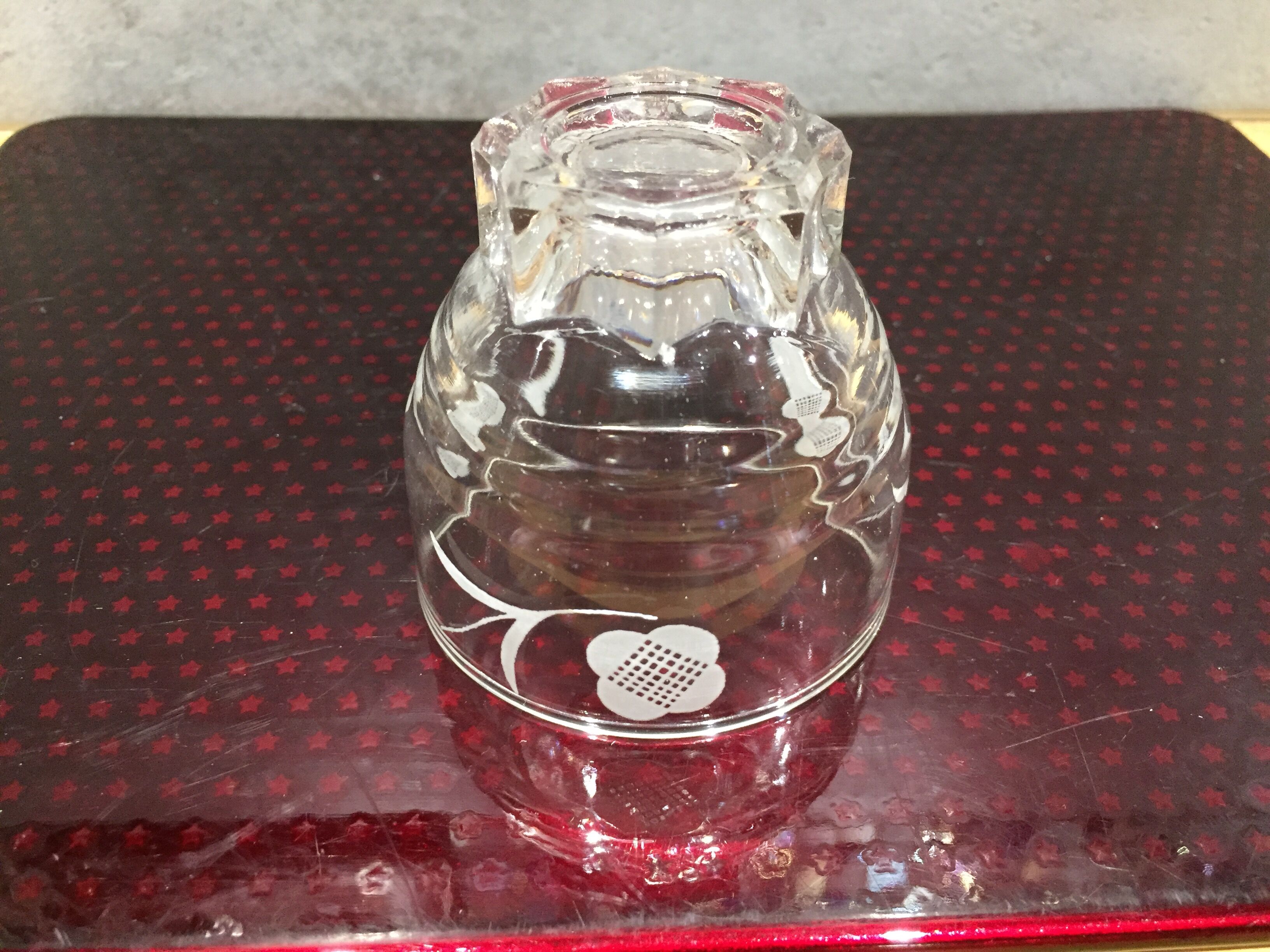 Series of 10 cups, glass 50s/60s glass small model floral decoration
