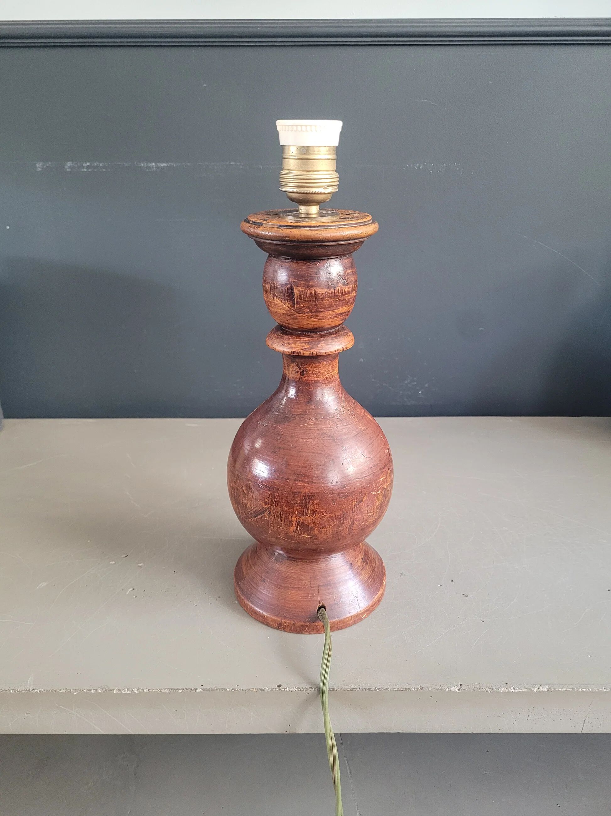 Turned wooden lamp base
