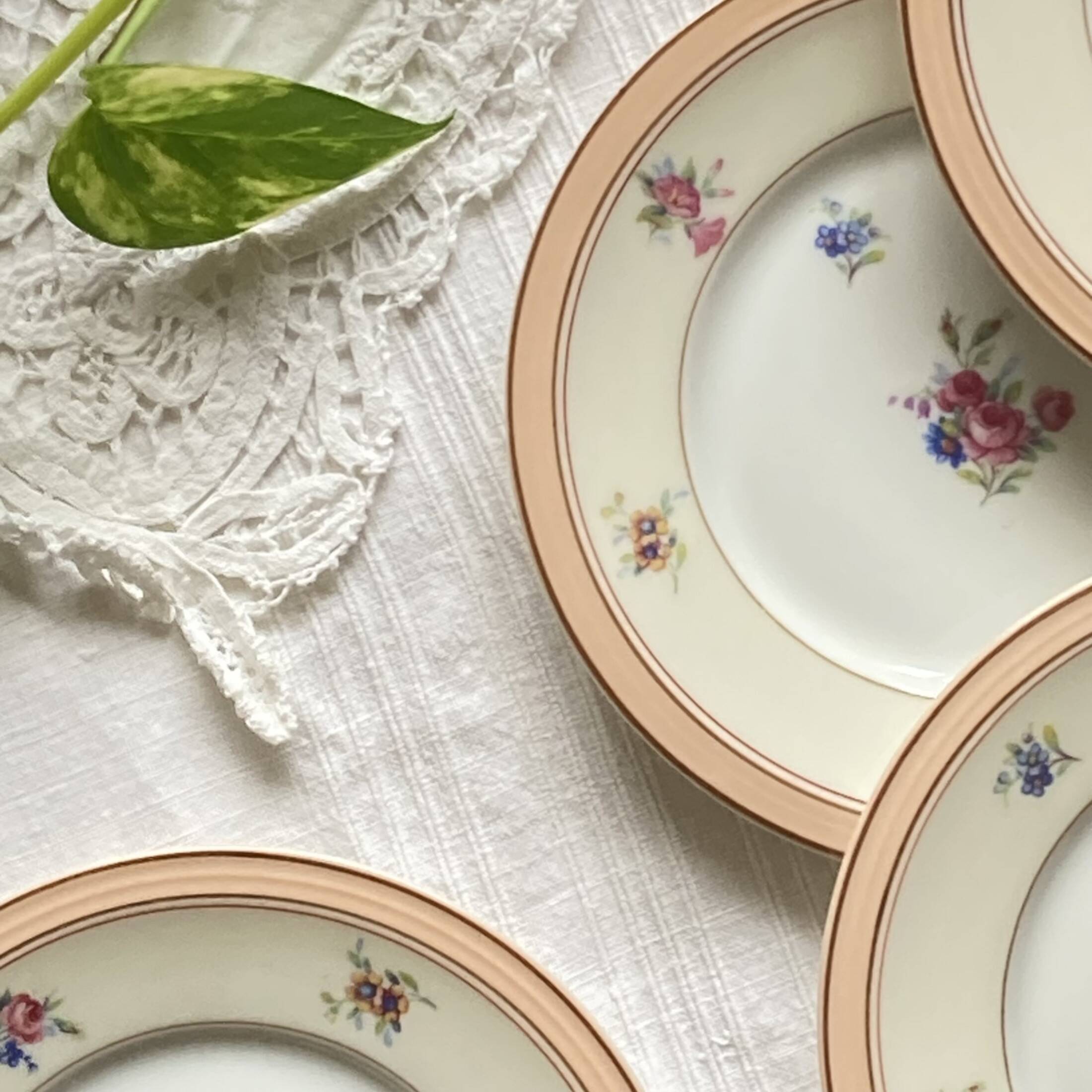 6 small dessert plates Limoges dessert flowers old porcelain Charles Ahrenfeldt