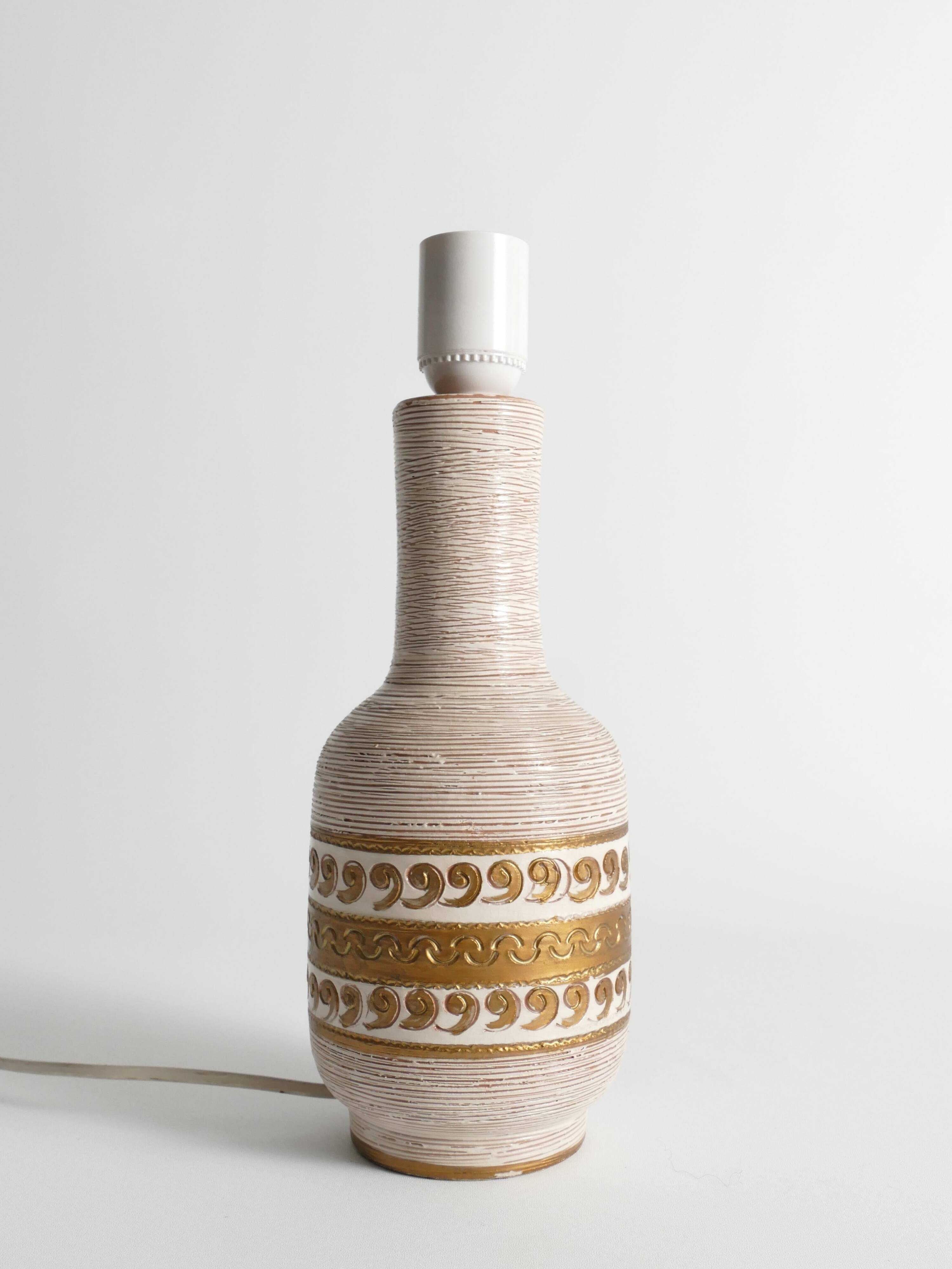 White and Gold Ceramic Table Lamp by Fratelli Fanciulacci, Italy 1970's