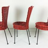 3 rattan and metal chairs 1950