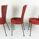 3 chaises en rotin et métal 1950