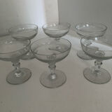 Six champagne glasses