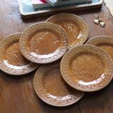 6 dessert plates barbotines leaves giens
