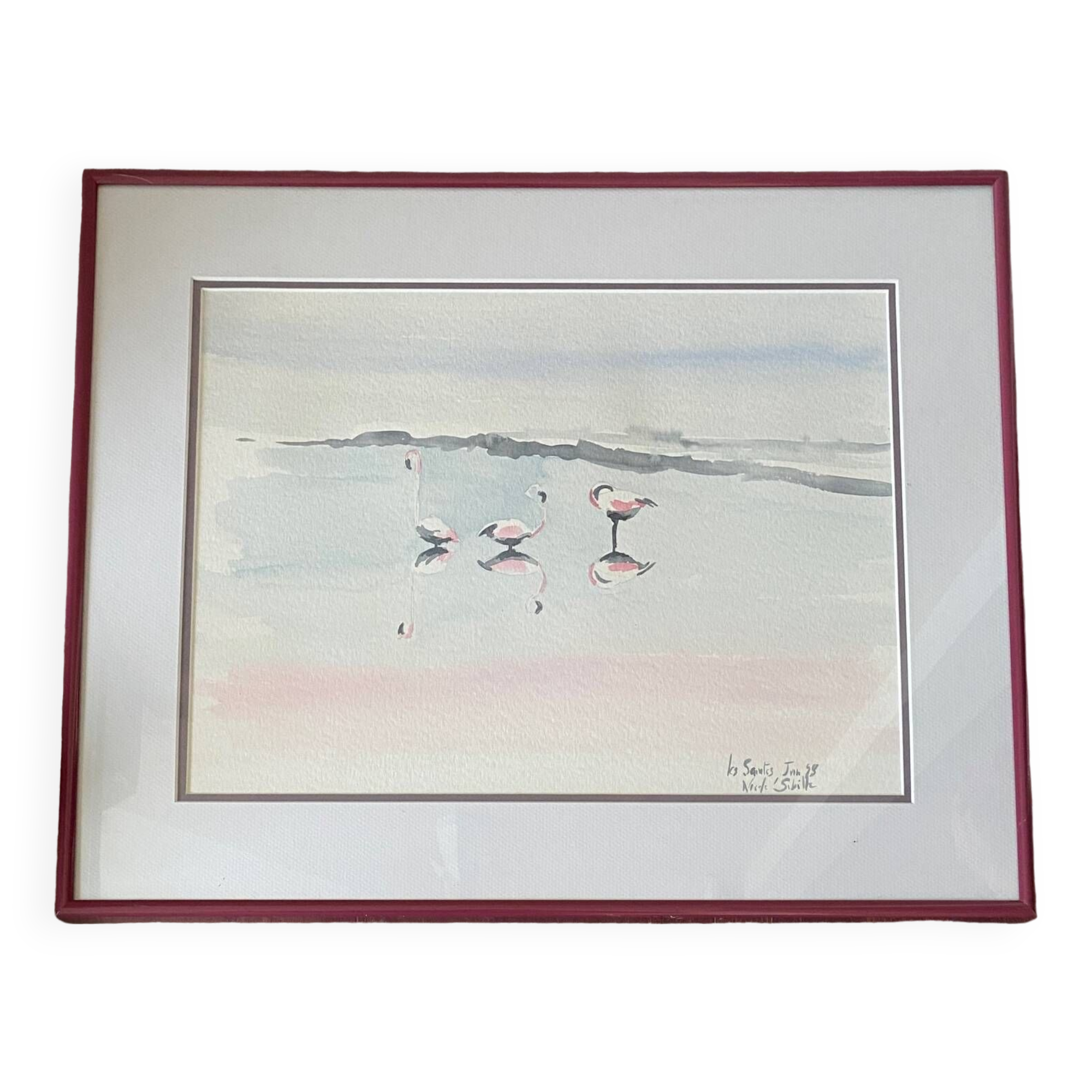 Watercolor flamingos