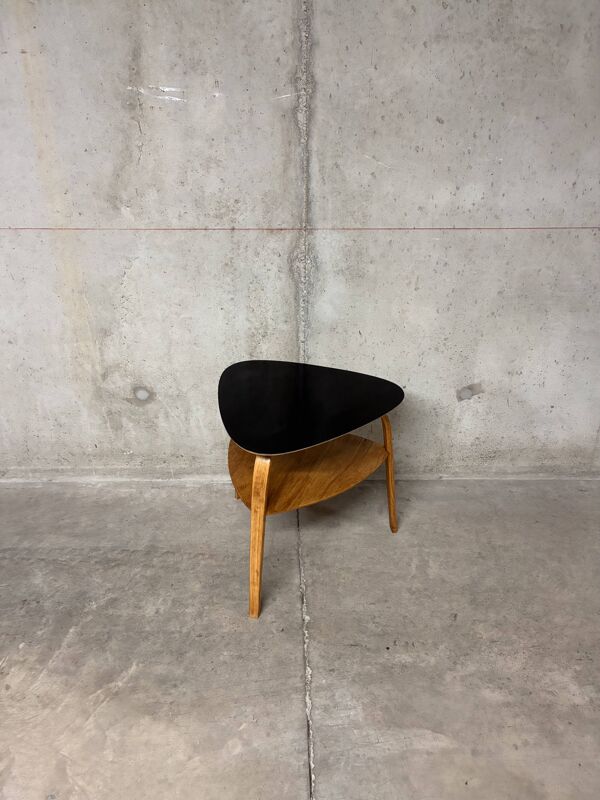 Table basse tripode médiator bow wood Steiner vintage années 60