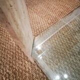 Italian travertine, perspex and glass coffee table, circa 1970