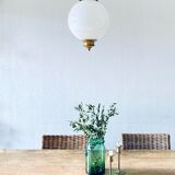 Opaline and brass globe luster