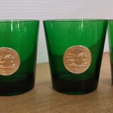 Set of 8 Dubonnet water glasses, vintage Louis d'or piece and bottle