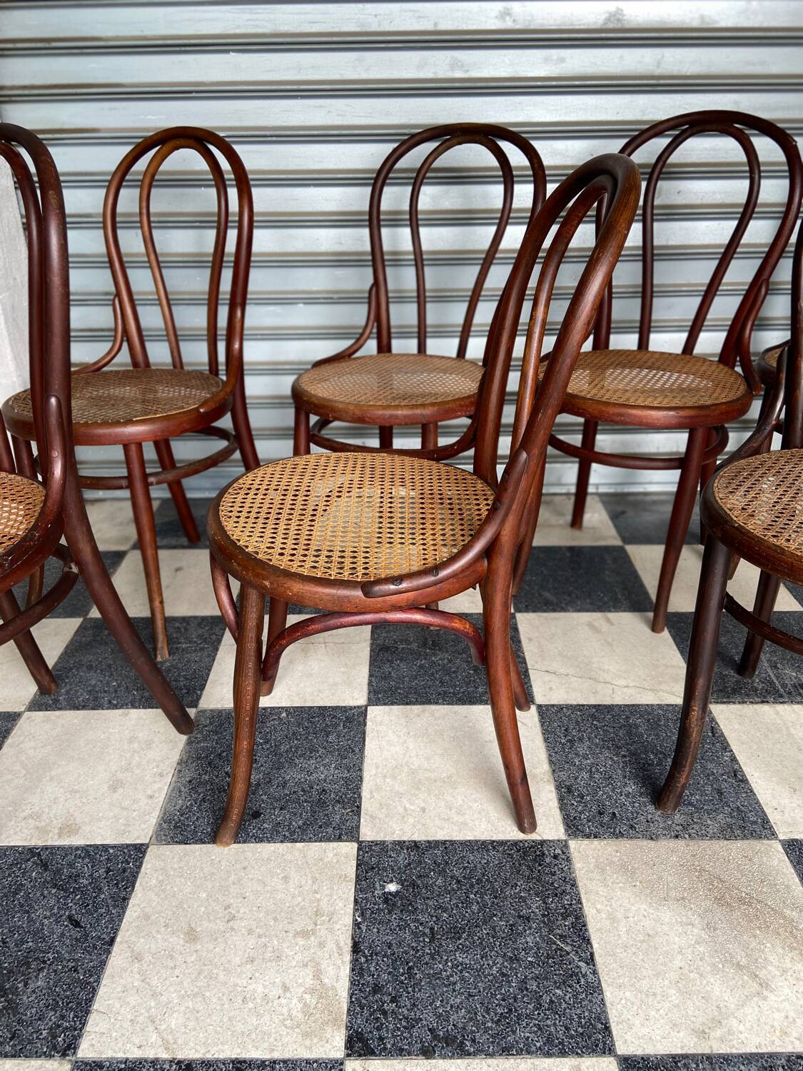 Set of 7 Thonet bistro chairs