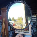 Vintage wrought iron round mirror