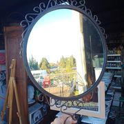 Vintage wrought iron round mirror