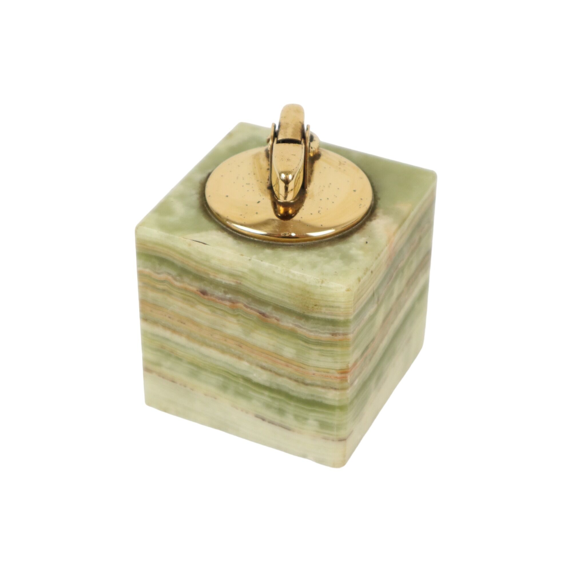 Ronson lighter green onyx marble vintage smoking item cube 6cm