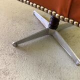 Vintage orange leather buttoned back gainsborough swivel desk chair from 1980